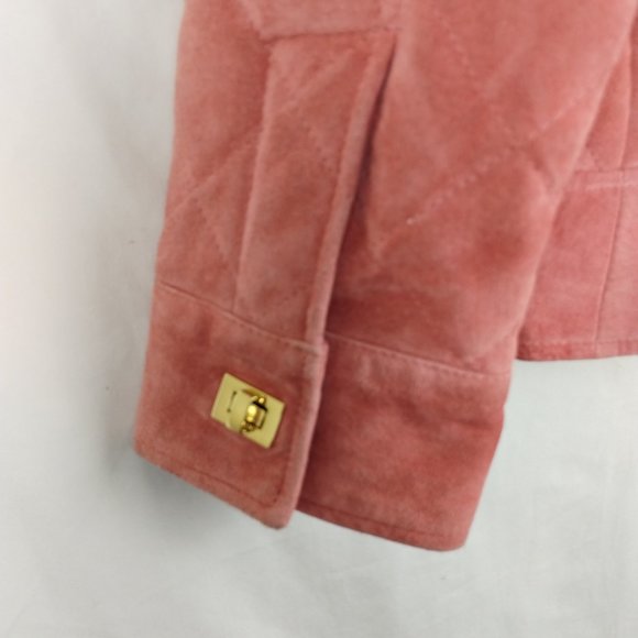 Jerry Lewis 100% Genuine Leathar Jacket Women's Quilted Pink Suede Sz Med - Picture 6 of 16